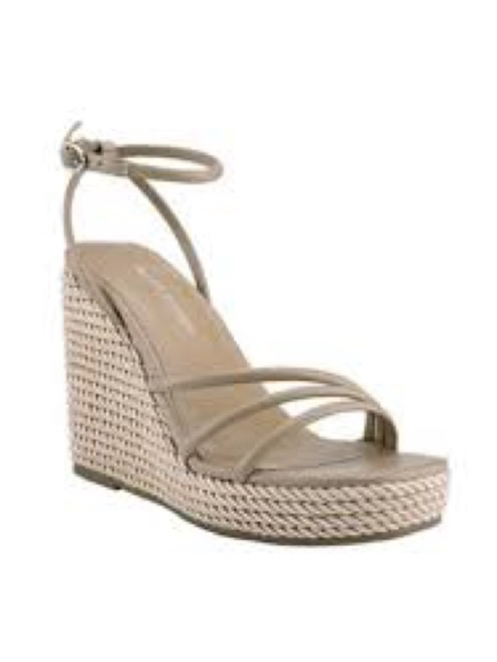 Marc Fisher Blush Tan Woven Espadrille Wedge Sandals